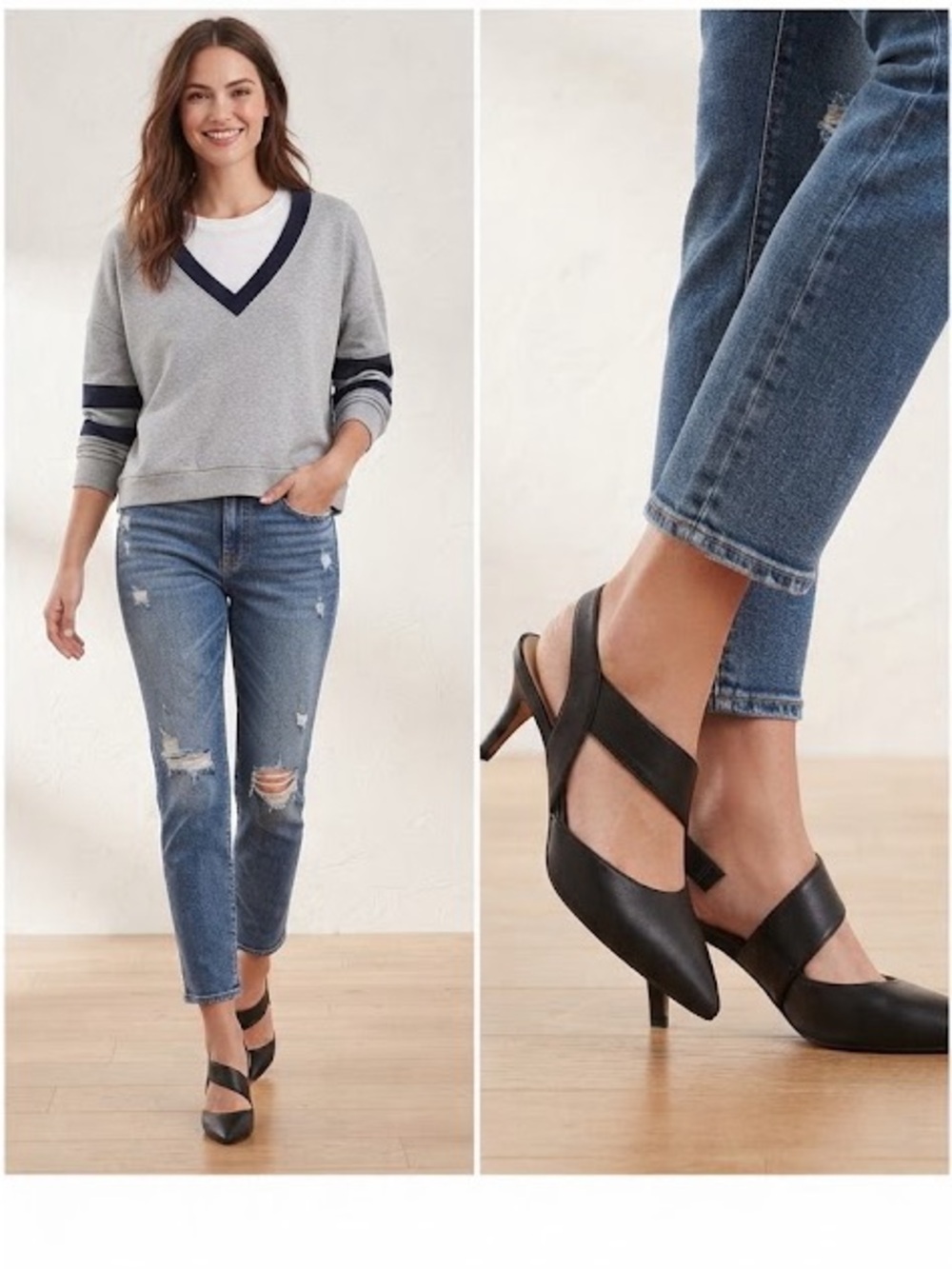 Bella Vita Black Pointed Slingback Pumps with Single Strap